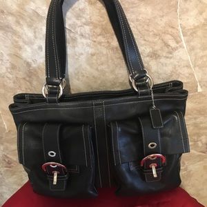 Coach Business Black leather Tote:Soho Collection